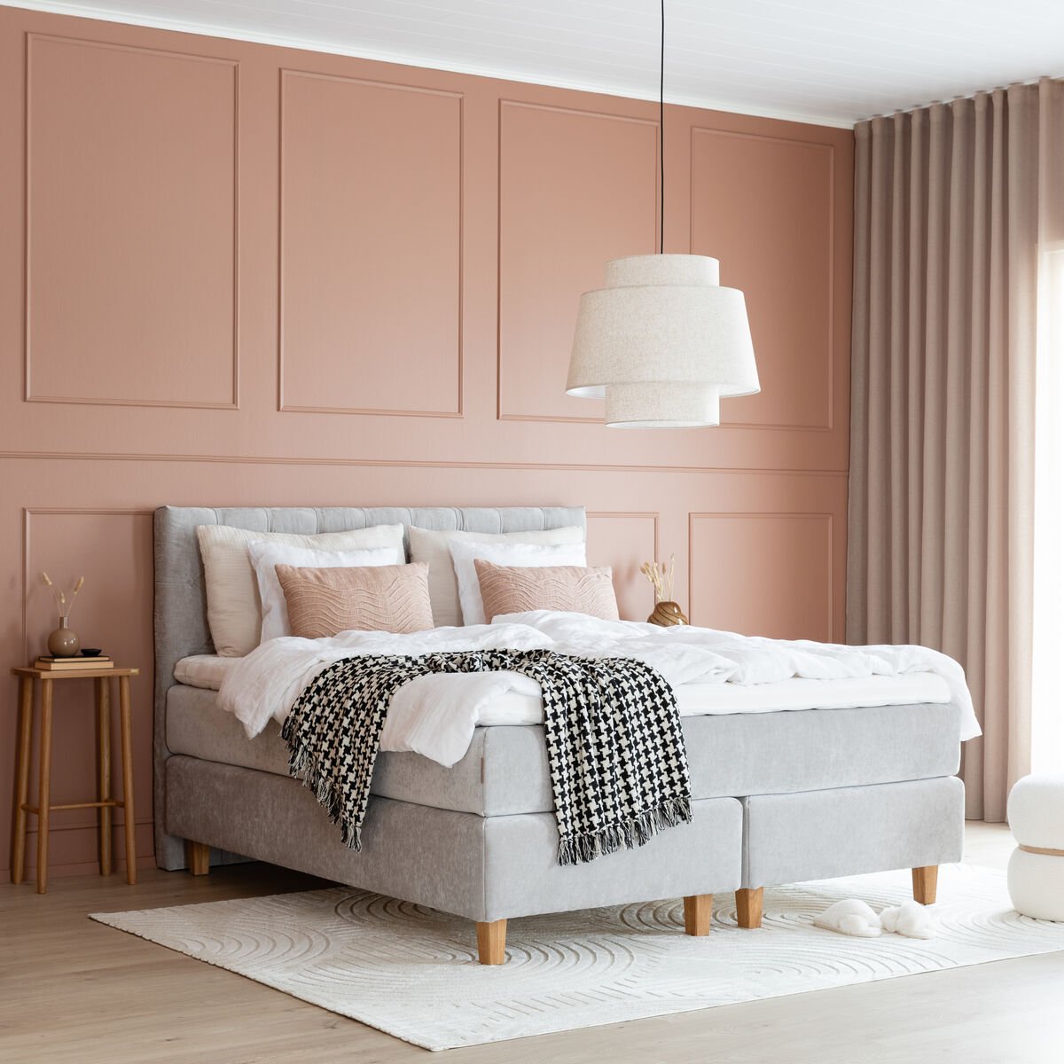 Unia Premium jenkkisänky M 180x200 Hopea, Pronssi 8cm, Tammi kartio 14cm