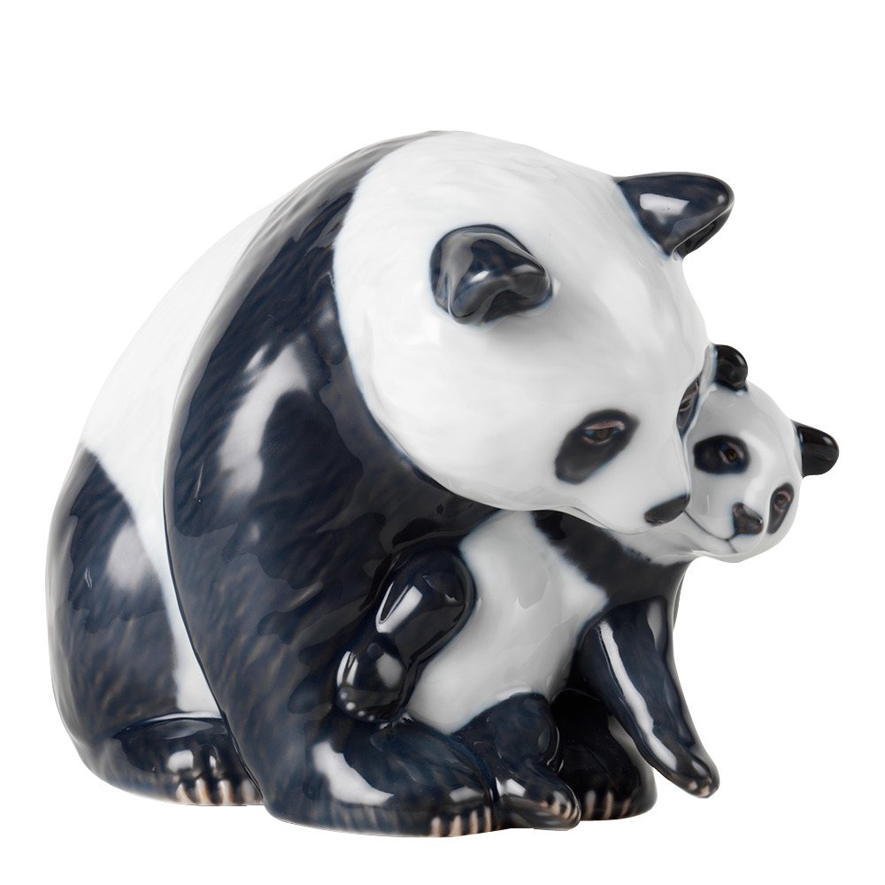 Royal Copenhagen Panda ja lapsi 13,5 cm Musta/Valkoinen