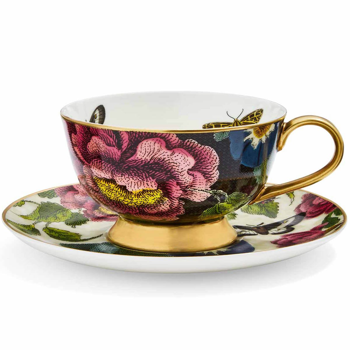 Spode Creatures of Curiosity Teekuppi + Vati 20 cl Dark Floral