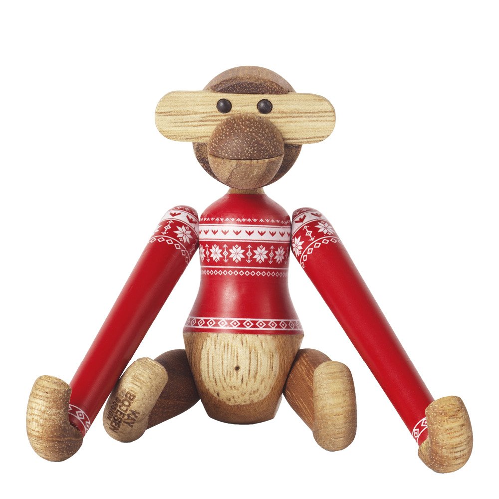 Kay Bojesen Denmark  Puinen Apina joulupaidalla 2024 9,5 cm Tiikki/Limba