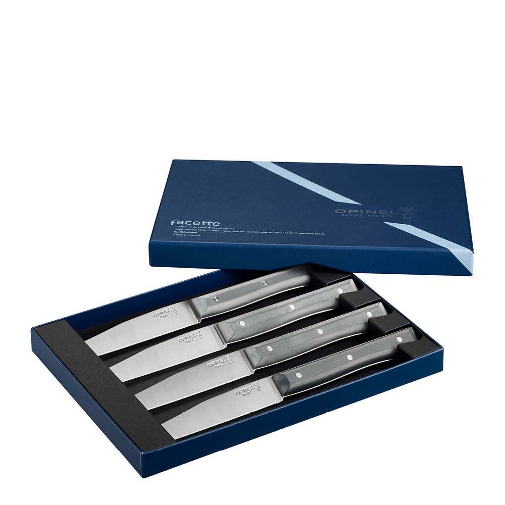 Opinel  Table Bois Facette Veitsi 4 kpl Harmaa