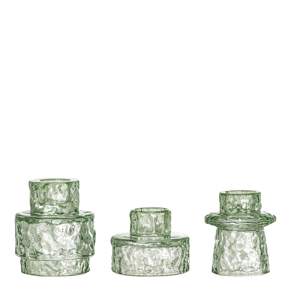 Bloomingville  Delphia kynttilänjalka lasia 3 kpl vihreä