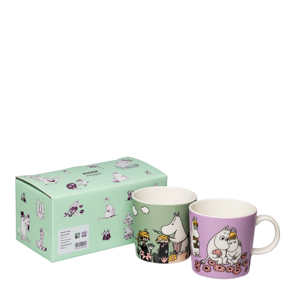 Moomin Arabia Muumimuki 30 cl 2 kpl Sydänkäpyset ja Hellyys