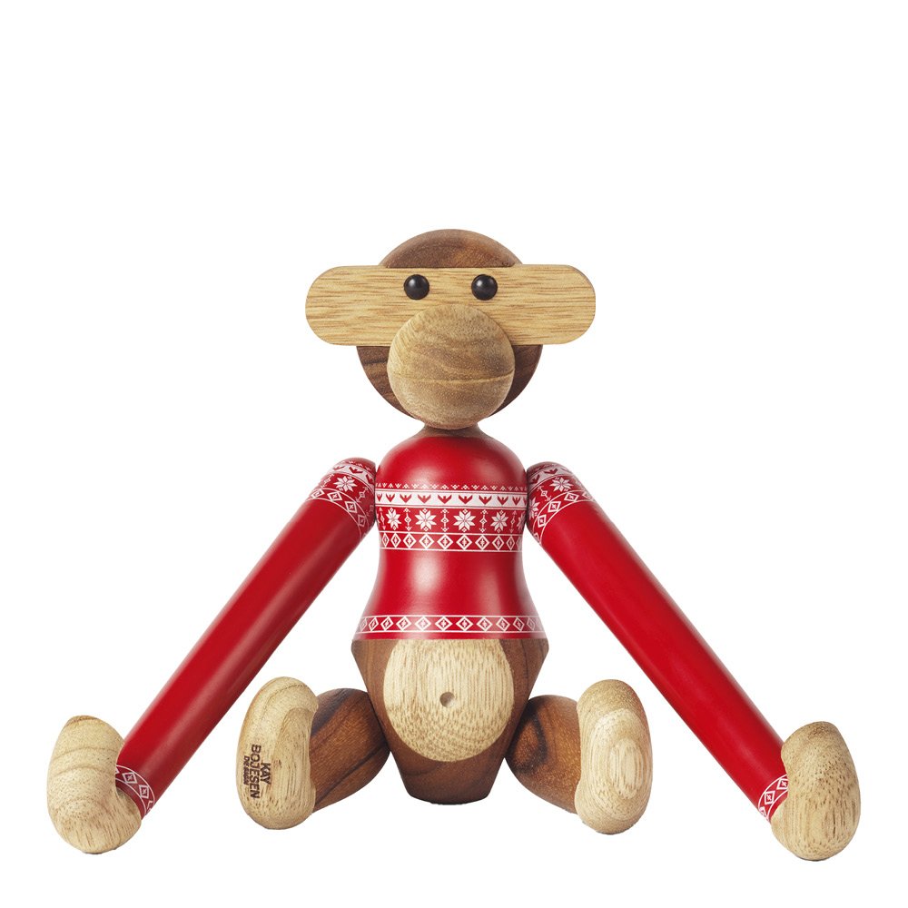 Kay Bojesen Denmark  Puinen Apina joulupaidalla 2024 18,5 cm Tiikki/Limba