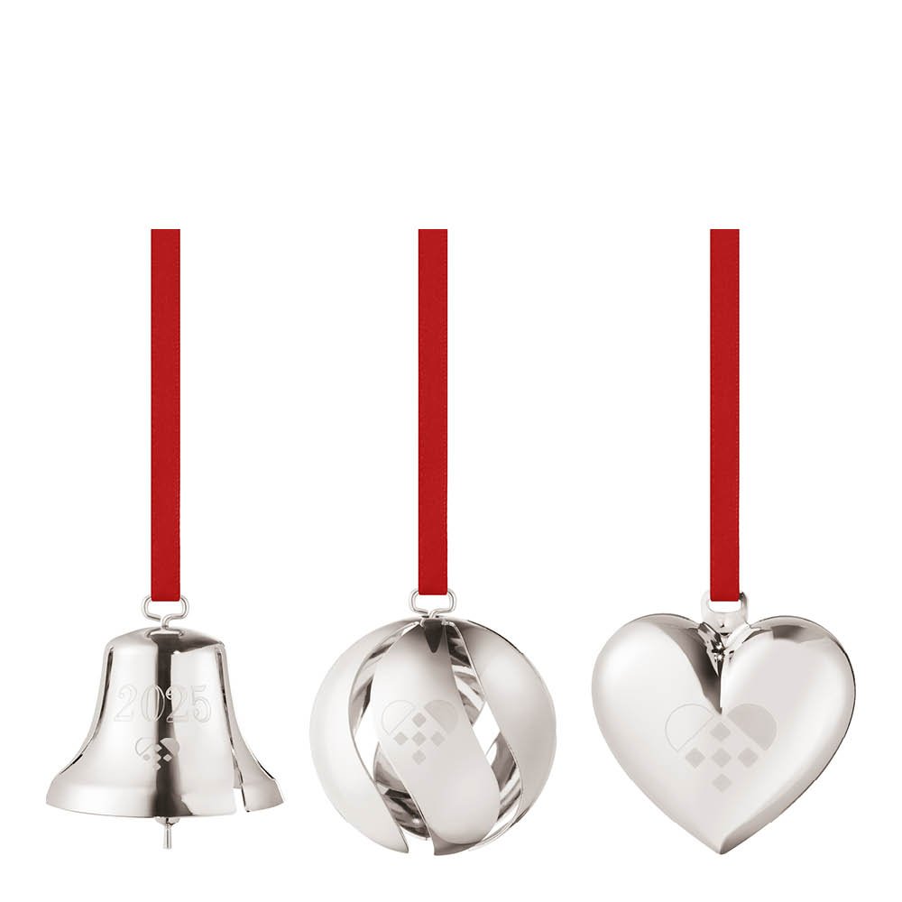 Georg Jensen  Joulu 2025 koristepakkaus 3 osaa hopea