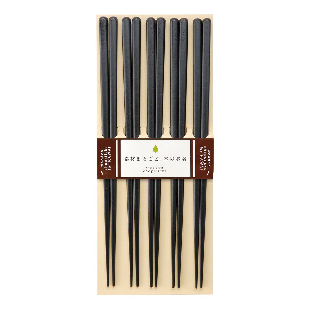 Kawai  Syömäpuikot Plain Wood 5 kpl Musta