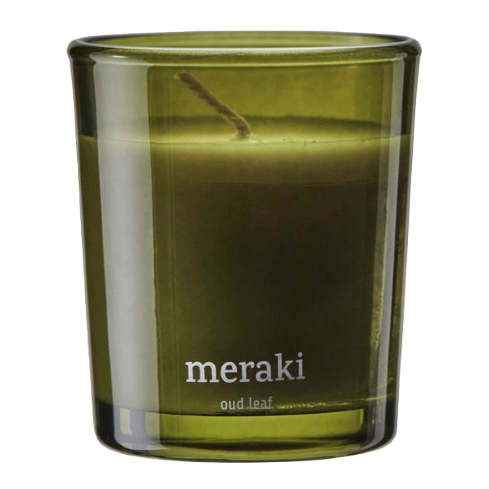 Meraki Tuoksukynttilä Oud Leaf 7x6 cm Vihreä