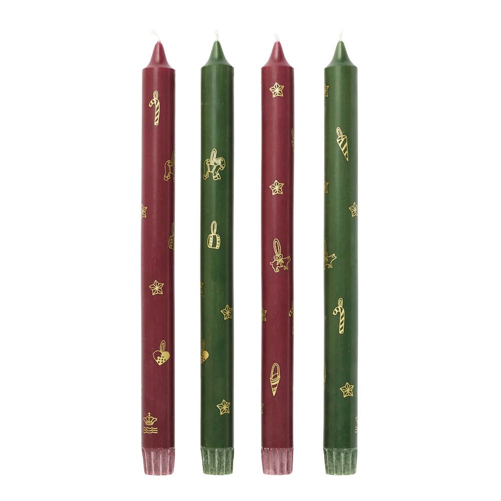 Royal Copenhagen Star Fluted Christmas kynttilä 28 cm 4 kpl punainen/vihreä