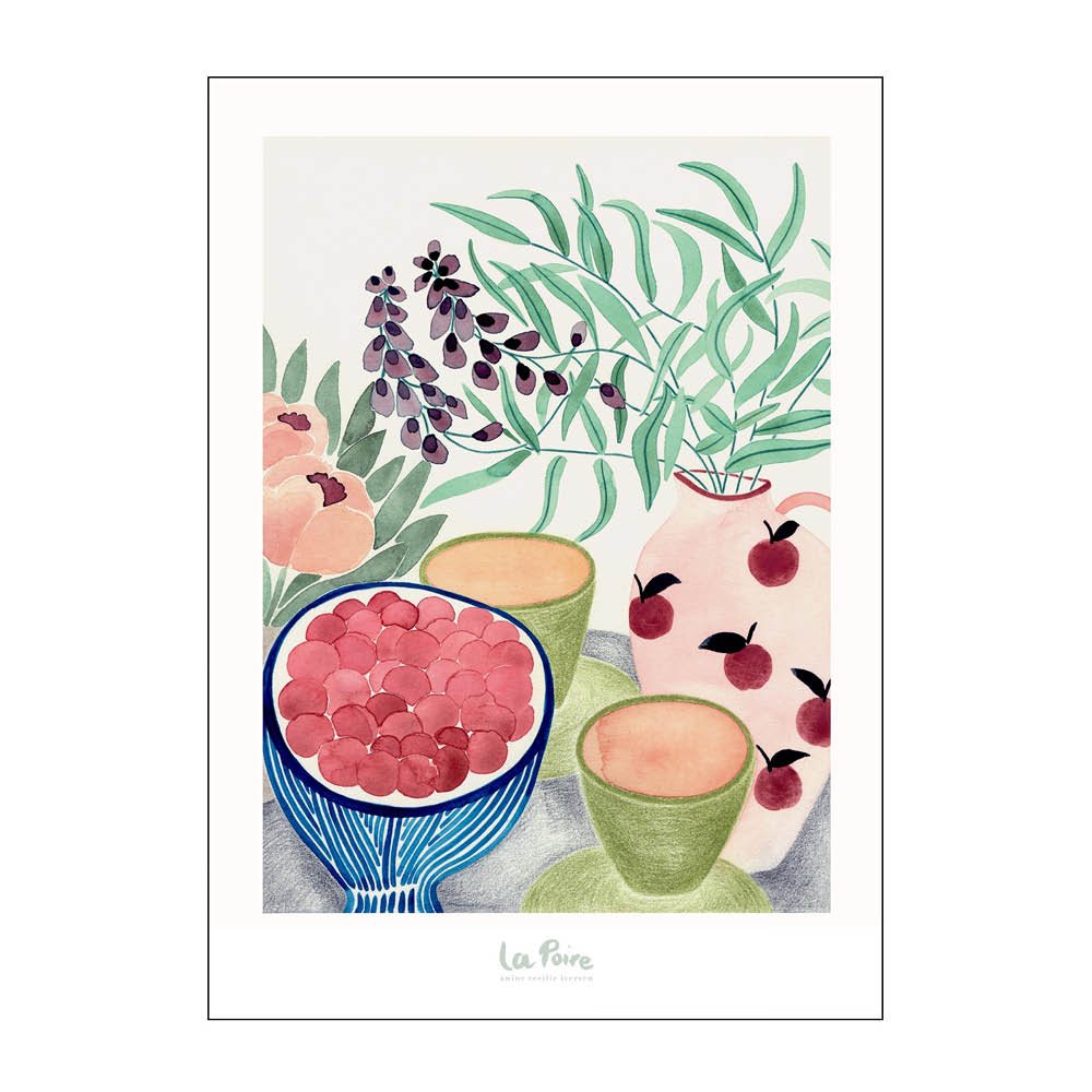 Poster & Frame  La Poire Juliste 50x70 cm Still life with tea and grapes