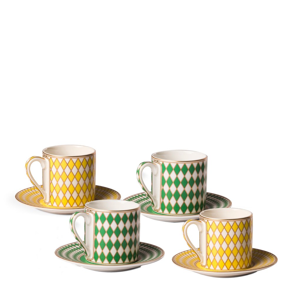 Pols Potten  Chess Espresskuppi + Vati 10 cl 4 kpl