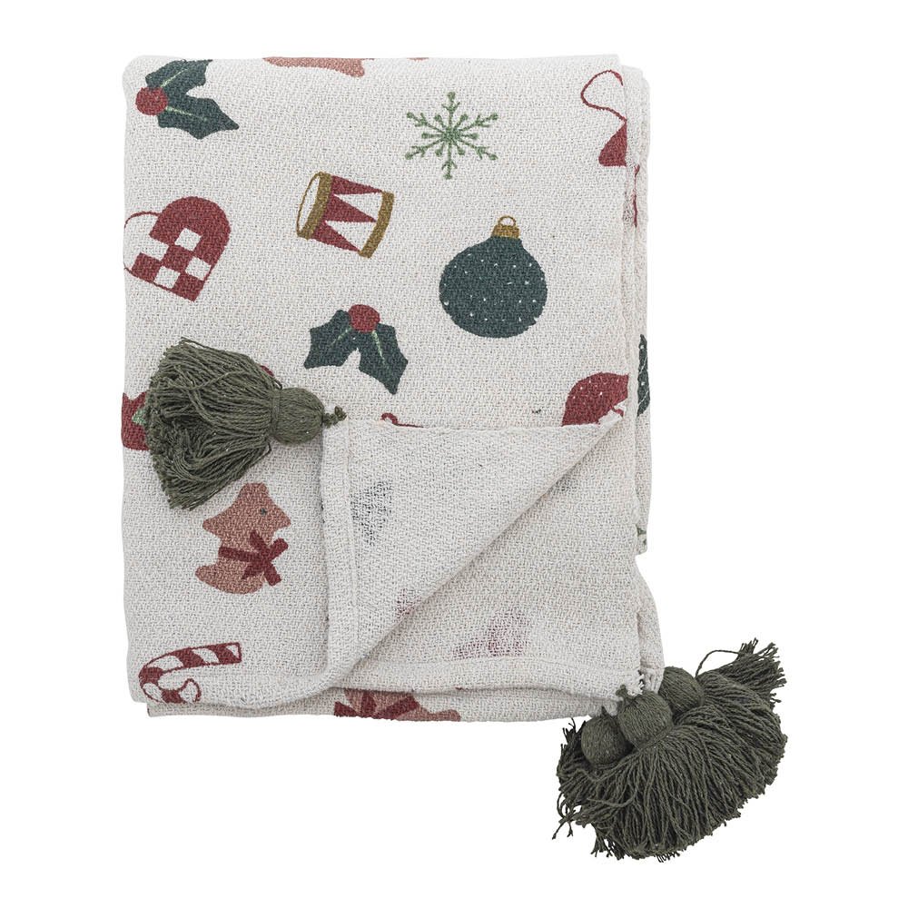 Bloomingville  Yule viltti, kierrätettyä puuvillaa 130x160 cm joulukuosi