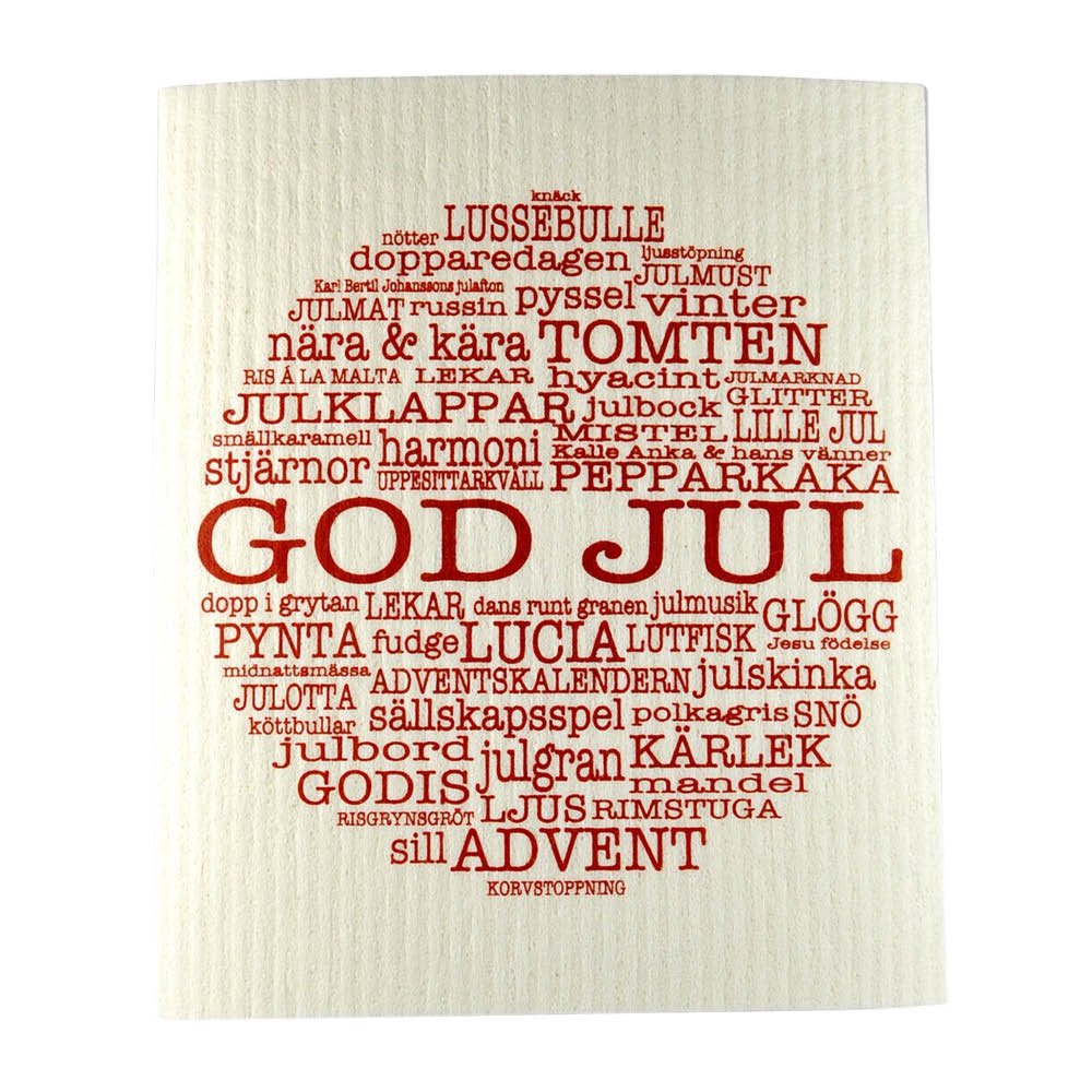 Mellow Design  Tiskirätti God Jul 17,2x20 cm Valkoinen/Punainen