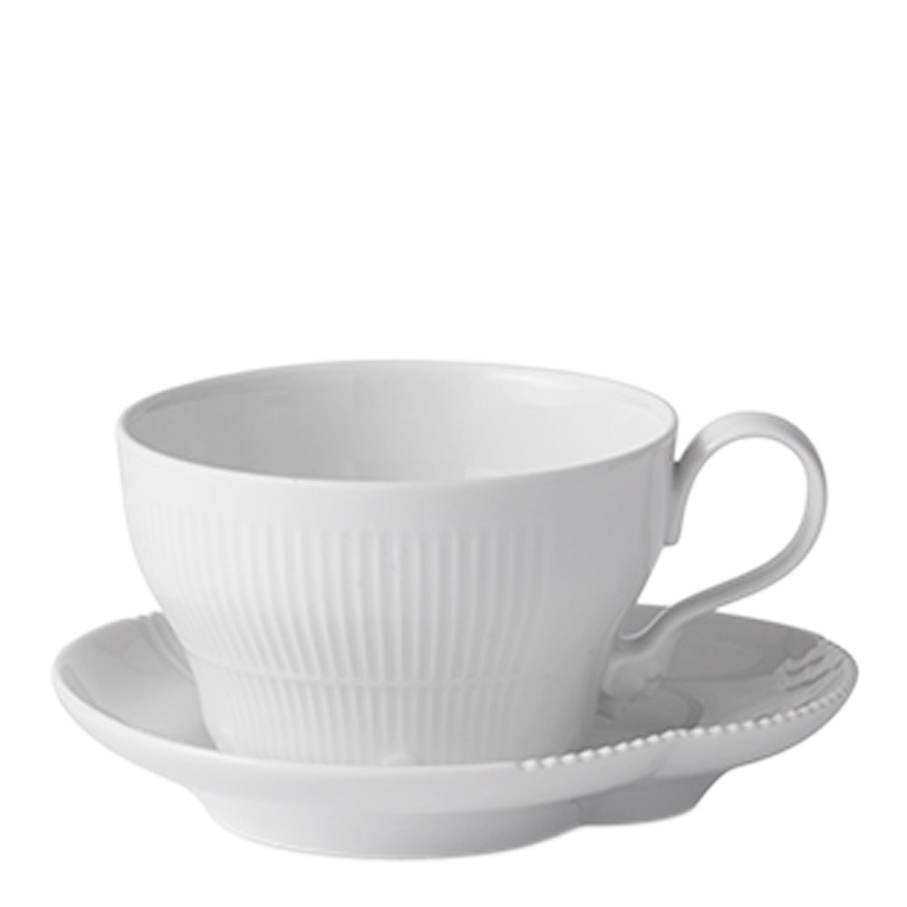 Royal Copenhagen  White Elements Kahvikuppi ja lautanen 26 cl