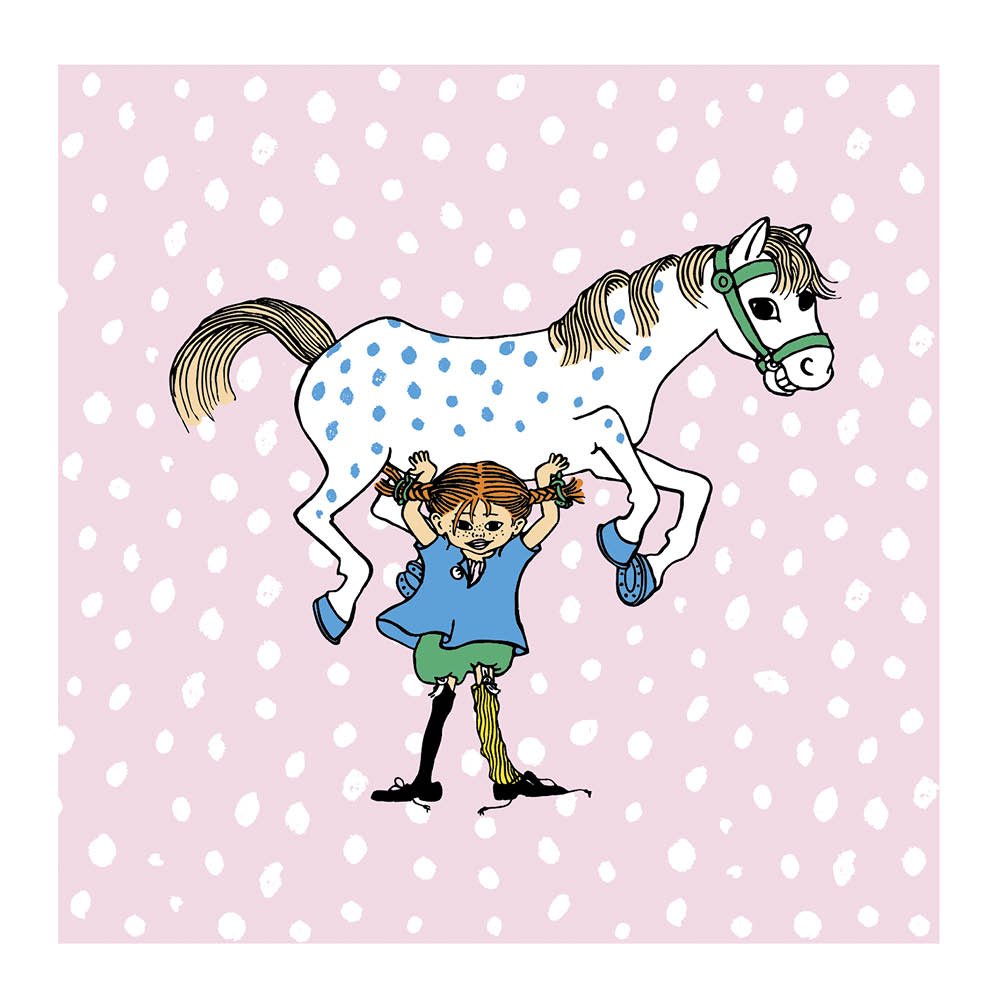 Muurla  Peppi Servetti Pippi & Pikku Ukko 33x33 cm Vaaleanpunainen
