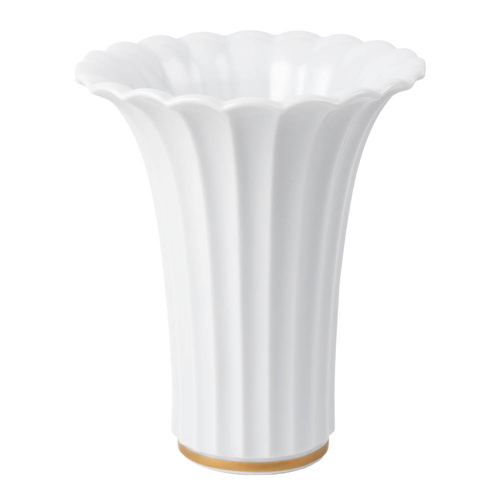 Royal Copenhagen Valkoinen maljakko kultareunuksella 23 cm