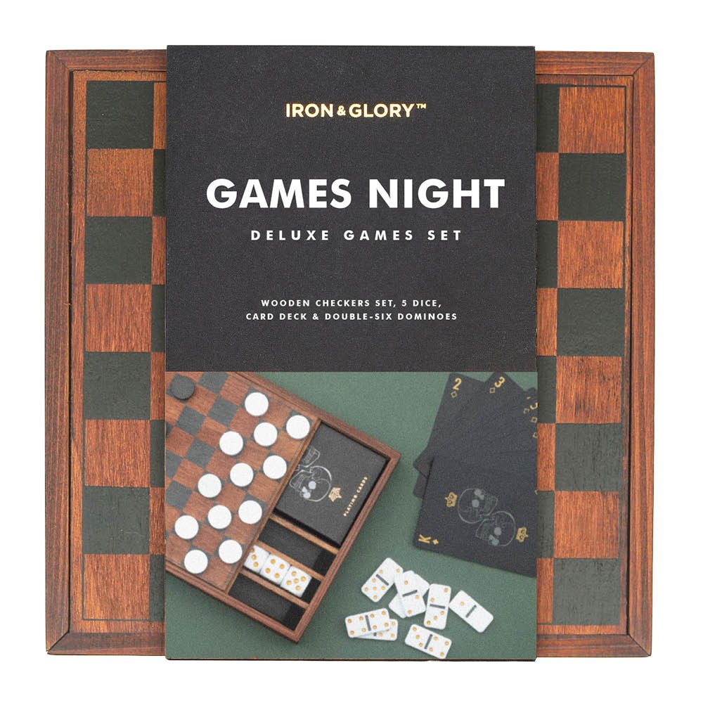 Iron & Glory  Pelikokoelma Games Night 4i1 14 cm Puinen