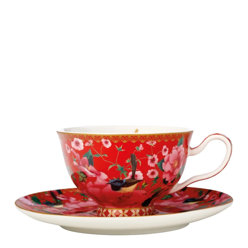 Maxwell & Williams  Silk Road Kuppi ja aluslautanen 20 cl Punainen