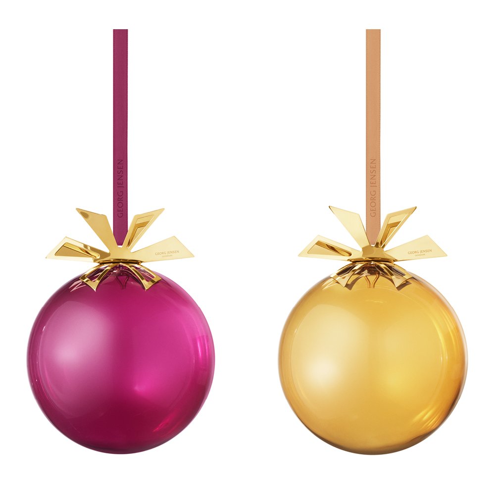 Georg Jensen  Joulu 2025 Lasipallo 2 kpl Bordeaux/Kulta