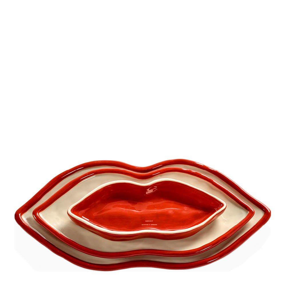 Serax  Les Objets Mouleversants tarjoiluvatisetti Lips 3 kpl punainen