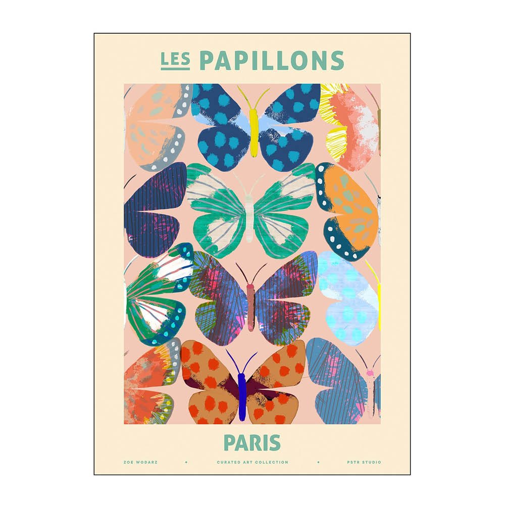 Poster & Frame  PSTR Studio Juliste 50x70 cm Zoe les papillons paris