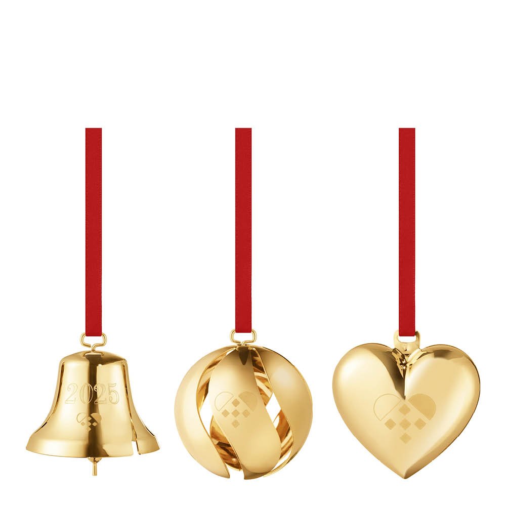 Georg Jensen  Joulu 2025 koristepakkaus 3 osaa kulta