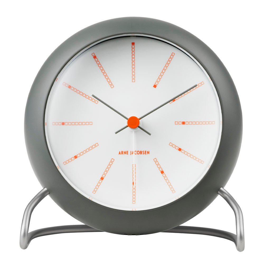 Arne Jacobsen Bankers Pöytäkello 10 cm Tummanharmaa