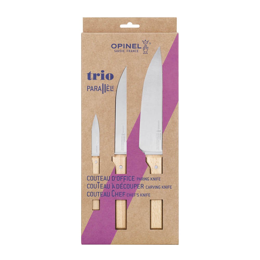 Opinel  Parallèle Trio Veitsisetti 3 osaa Pyökki