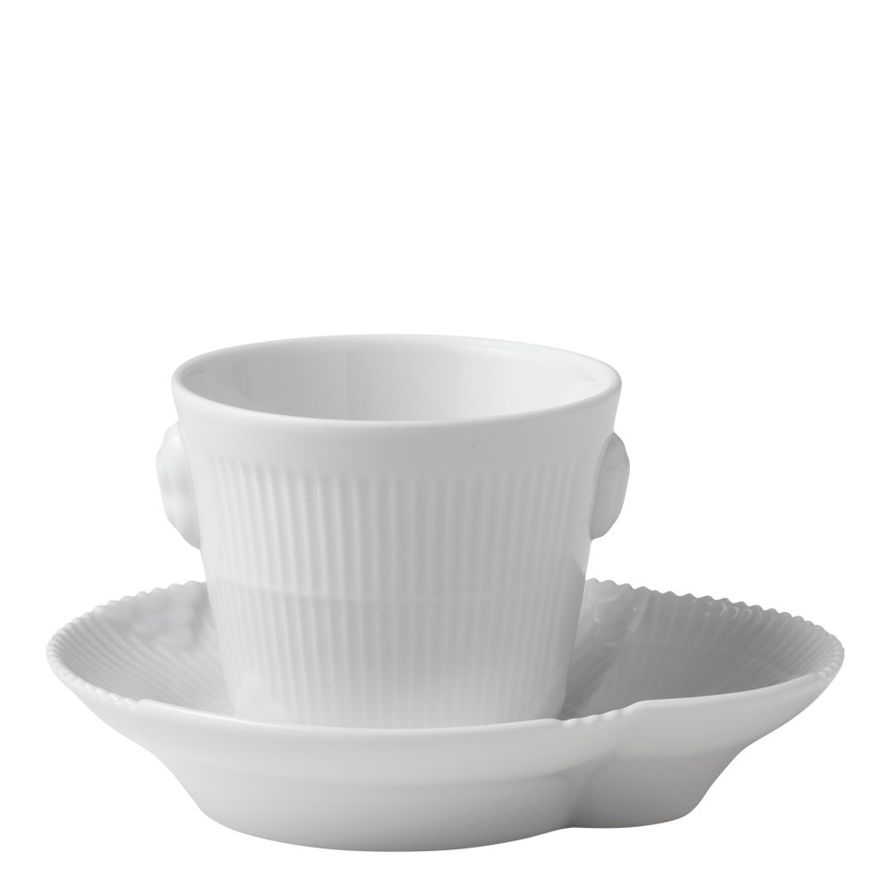 Royal Copenhagen  White Elements Espressokuppi ja lautanen 9 cl