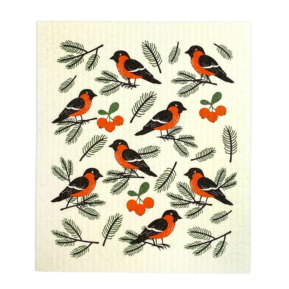 Mellow Design  Tiskirätti Punatulkut 17x20 cm Valkoinen/Punainen