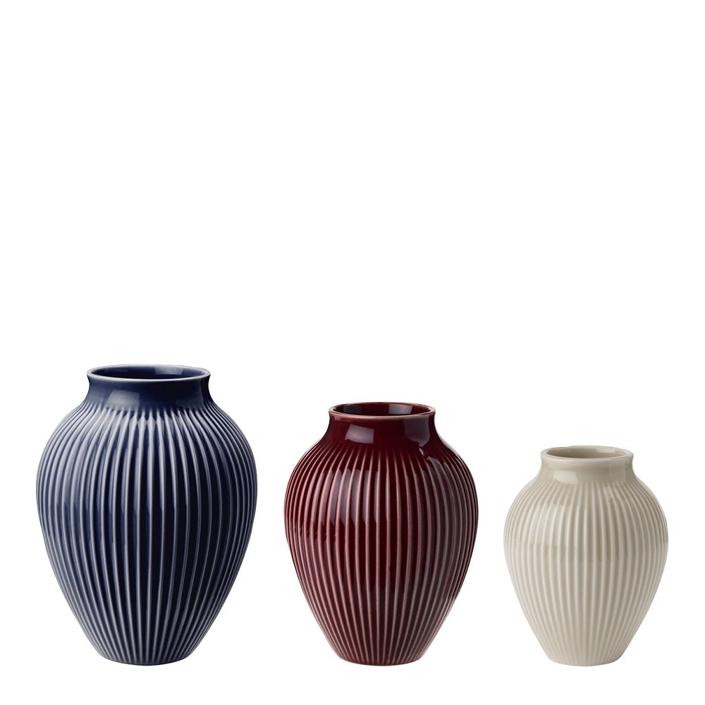 Knabstrup Keramik  Ripple Maljakko 11 cm 3 kpl Berry/Sand/Dark blue