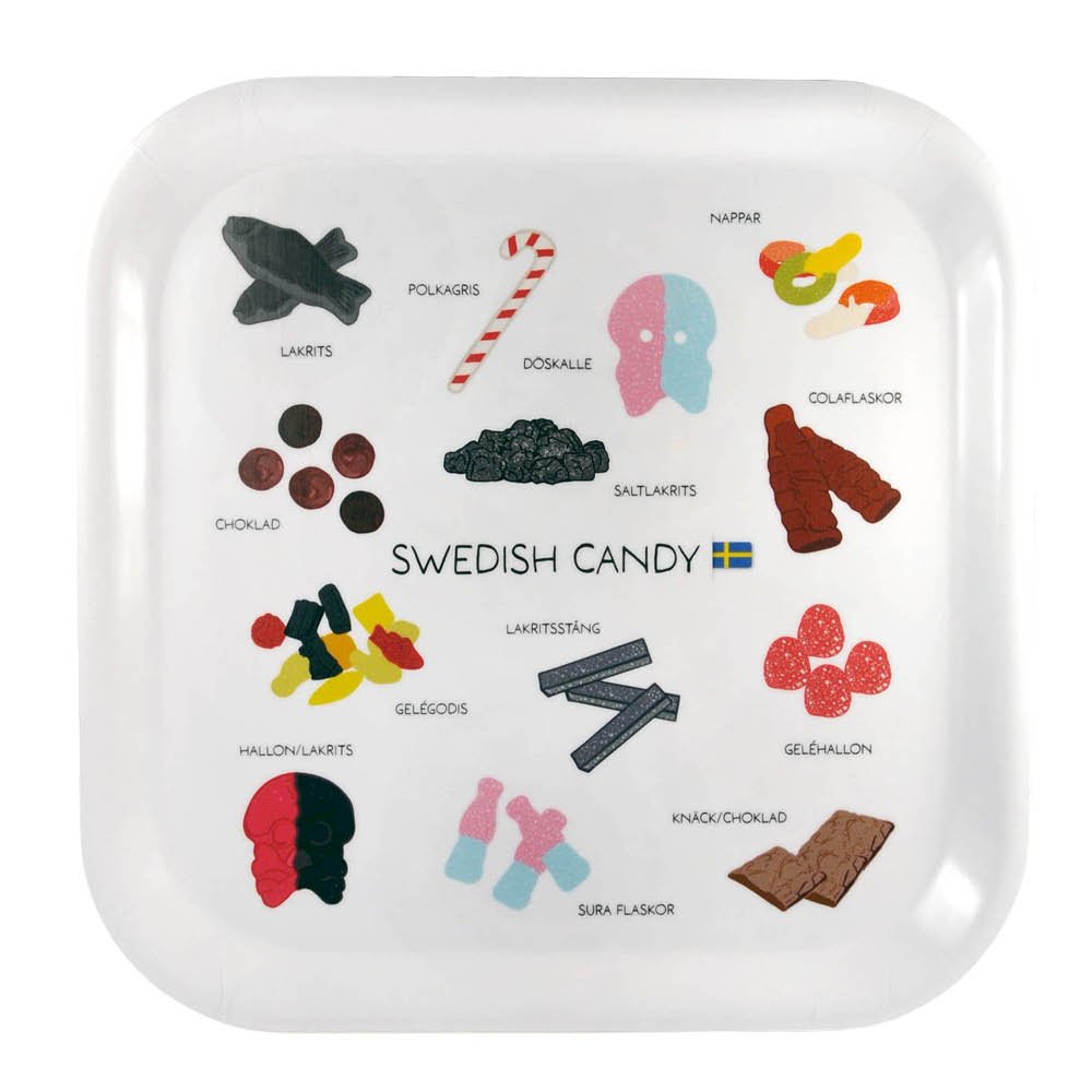 Mellow Design  Tarjotin Swedish Candy 20x20 cm Valkoinen