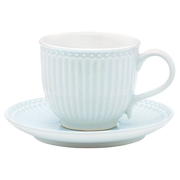 GreenGate  Alice Kuppi ja aluslautanen 20 cl Pale Blue
