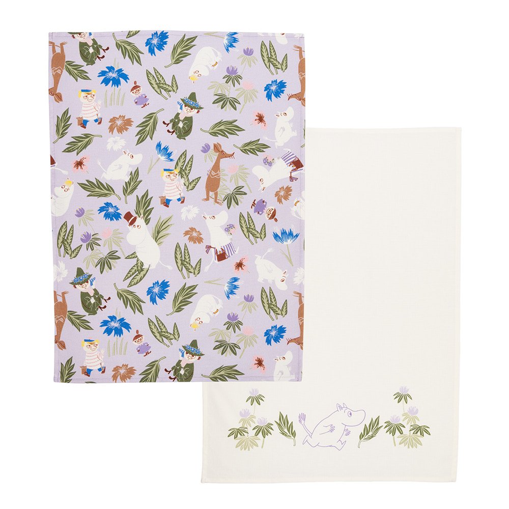 Moomin Arabia  Muumi Keittiöpyyhe 50x70 cm 2 kpl Liila/Offwhite