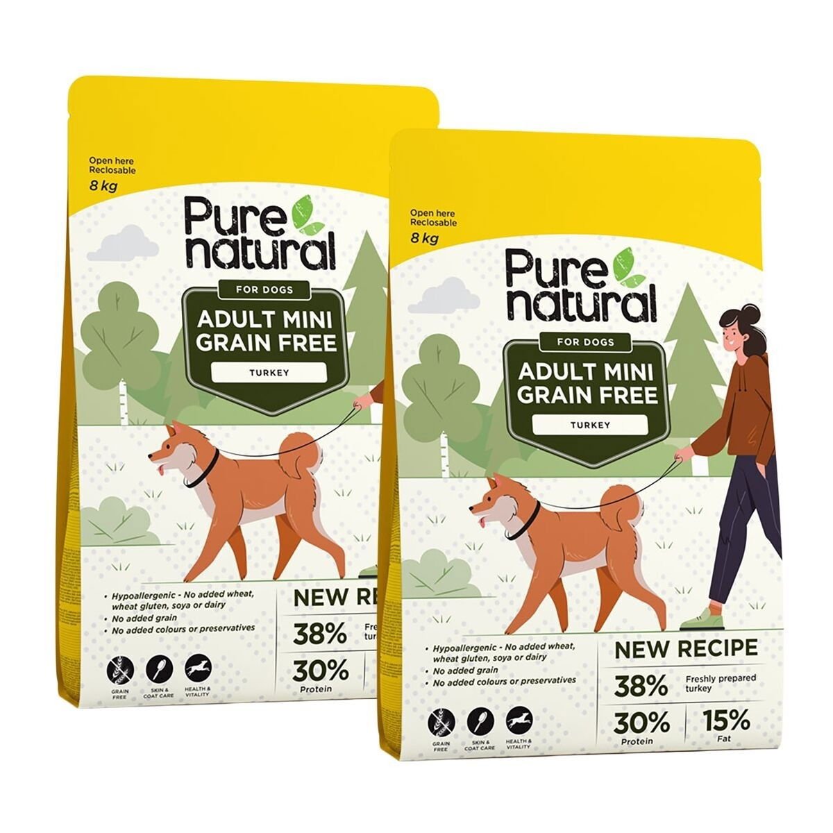 Purenatural Dog Grain Free Adult Mini Turkey 2 x 8 kg
