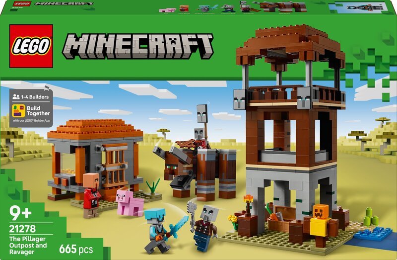 LEGO Minecraft 21278 Ryöstäjien Etuvartio ja Hävittäjä - Peli pojille alkaen 9-vuotiaista