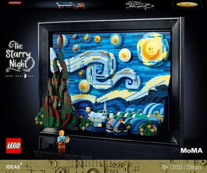 LEGO Ideas 21333 Cdiscountin Exklu Vincent Van Gogh - Tähtikäs Yö, Taulun Kankaan Uudelleenluonti