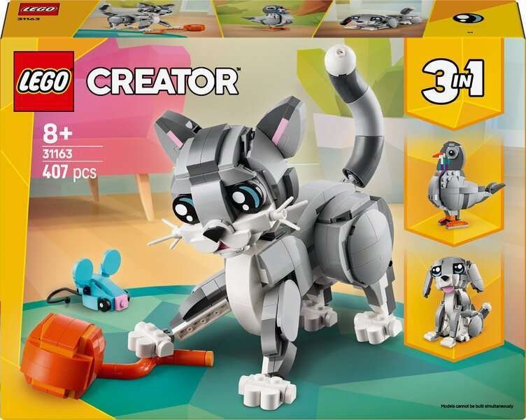 LEGO Creator 31163 3-in-1 Leikkisä kissa - Rakennuspeli 8-vuotiaille ja sitä vanhemmille tytöille