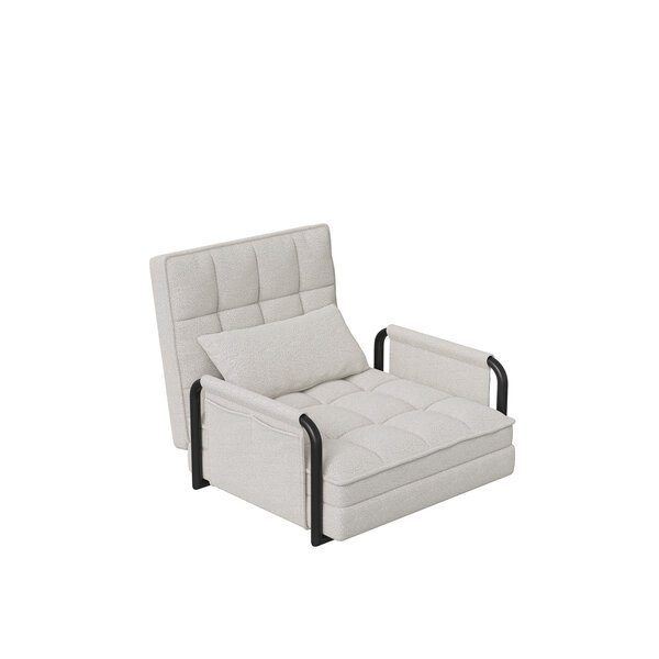 4-in-1 vuodesohvatuoli bouclé kankaalla säädettävä nojatuoli sohva ja vierasvuode