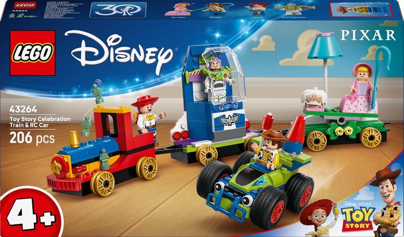 LEGO Disney ja Pixar 43264 Juhlavirta- ja RC-auto Toy Story - Leikkikalu alkaen 4-vuotiaille