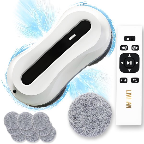 Älykäs ikkunanpesurobotti LIVMAN HCR-31, jossa on tehokas kaksisuuntainen ultraäänivesisuihkutustekniikka ikkunoille ja muille sileille pinnoille sekä Tuya-sovellusohjaus