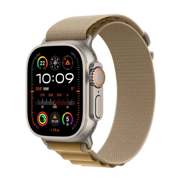 Älykello Apple Watch Ultra 2 GPS + Cellular 49mm Natural Titanium Case with Tan Alpine Loop - Medium MX4F3UL/A