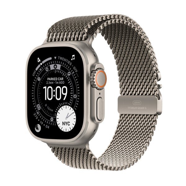 Älykello Apple Watch Ultra 3 GPS + Cellular 49mm Natural Titanium Case with Natural Titanium Milanese Loop - Medium - MEWY4ET/A
