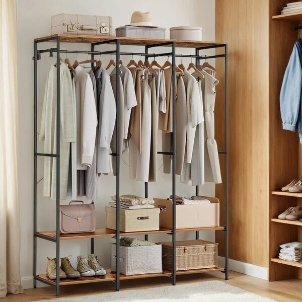 Avoin vaatekaappi, 40x141x180 cm, ruskea, Avatud riidekapp, SONGMICS, 40x141x180 cm, pruun