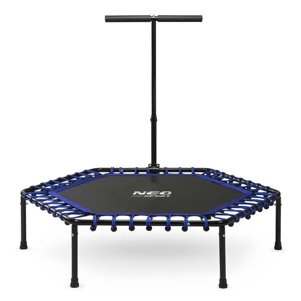 Fitness trampoliini kahvalla, kuusikulmainen, 127 cm., sininen