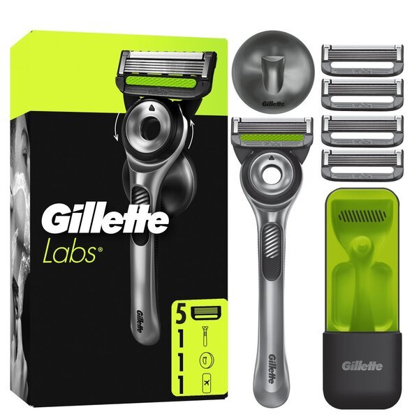 Gillette Labs miesten partahöylä, 5 ajopäätä, seinäkiinnike ja matkalaukku