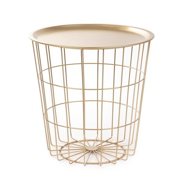 Homla SCANDI Gold metallinen kahvipöytä säilytystilalla, 41 × 41 × 41 cm