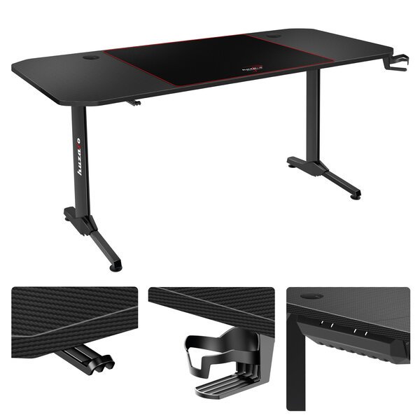 Huzaro Hero 4.7 black pelipöytä 160 cm – XXL-koko, Carbon-pinnoite, pidikkeillä