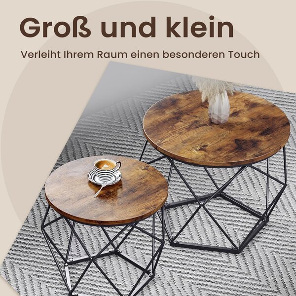 Kahvipöytä setti, 50x40 cm, 40x36 cm, Vintage ruskea-musta