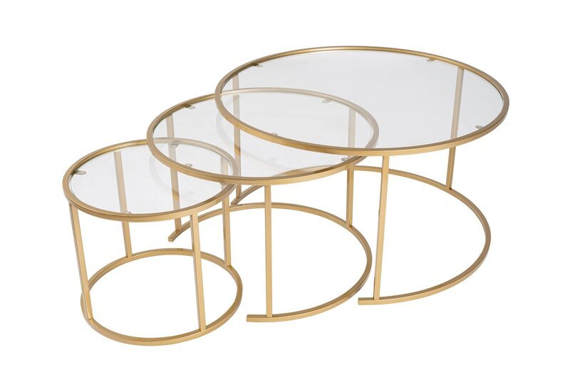 Kahvipöytä setti, Aurum, 80x43 cm, 60x39 cm, 42x35 cm, kulta