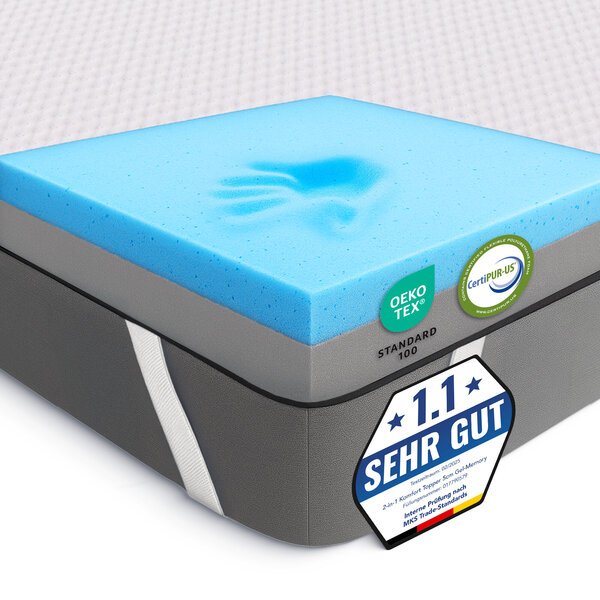 Kaksipuolinen 2-in-1 -sijauspatja viilentävällä vaahtokerroksella 200x200x5 cm